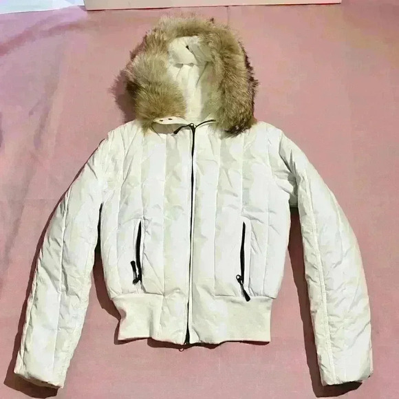 Ralph Lauren White Vintage Coyote Fur Goose Down Zip Military Parka Jacket RLX - Picture 1 of 13